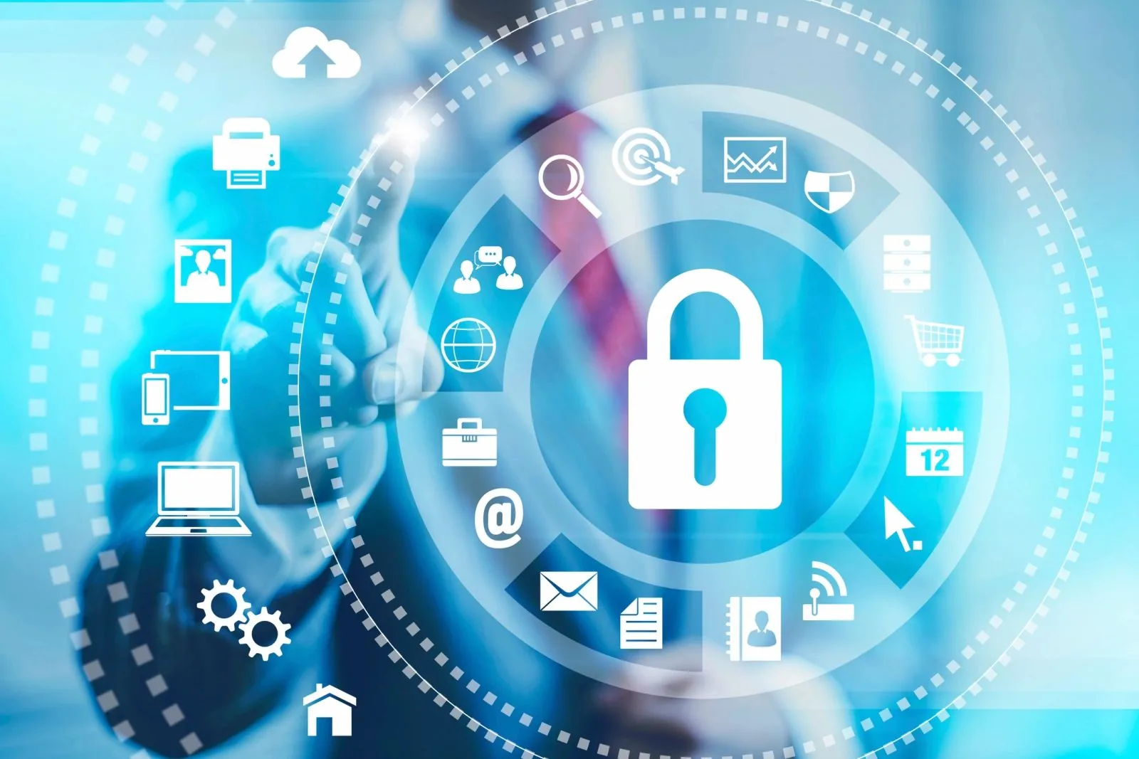 Cybersecurity padlock illustration